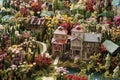 aerial view of a garden made entirely of paper blooms
