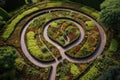 an aerial view of a garden pathway shaped like an infinity symbol Royalty Free Stock Photo