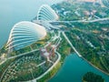 Aerial view of Gardens by the Bay Royalty Free Stock Photo