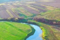 Aerial view of gardens and flowing river