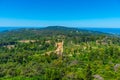 Aerial view of gardens of the national palace of Pena, Sintra, Lisbon Royalty Free Stock Photo