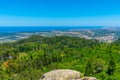 Aerial view of gardens of the national palace of Pena, Sintra, Lisbon Royalty Free Stock Photo