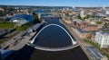 Aerial view of Gateshead Millennium Bridge over the River Tyne in UK Royalty Free Stock Photo