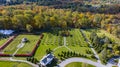 Aerial view of a gazebo near vineyards in Elizabethtown, Pennsylvania Royalty Free Stock Photo