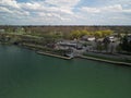 Aerial view of a Gazebo structure in Niawanda Park, overlooking the Niagara River