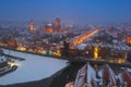 Aerial view of Gdansk at dusk in winter scenery, Poland Royalty Free Stock Photo