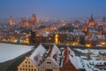 Aerial view of Gdansk at dusk in winter scenery, Poland Royalty Free Stock Photo