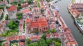 Aerial view of Gdansk. Landscape of Gdansk old city with the Mot awa River Royalty Free Stock Photo