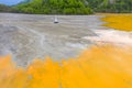 Aerial view of Geamana church flooded by mining waste water