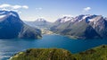 Aerial view on Geiranger fjord in More og Romsdal county in Norway famous for his beautiful boattrip through the fjord