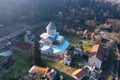 Aerial view of Gelati Monastery complex near Kutaisi, Georgia Royalty Free Stock Photo