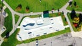 Aerial view of Gellert Skatepark, Halton Hills, Ontario, Canada