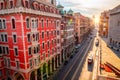 Aerial view of Genoa street in a beautiful summer day, Liguria, Italy