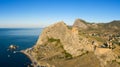 Aerial view of Genoese fortress in Sudak Royalty Free Stock Photo