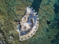 Aerial View of the Genovese Tower, Tour Genoise, Cap Corse Peninsula, Corsica. Coastline. France