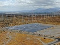 Aerial view of Genuine Energy Farm in the Hot Arid Desert of Palm Springs California