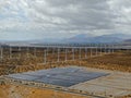 Aerial view of Genuine Energy Farm in the Hot Arid Desert of Palm Springs California