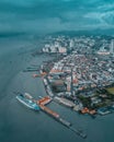 Aerial view Georgetown city in Penang. Royalty Free Stock Photo