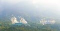 Aerial view of a geothermal power plant. Ulubelu geothermal power plant in Lampung, Indonesia