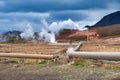 Aerial view with geothermal power station near  Myvatn lake in Iceland Royalty Free Stock Photo