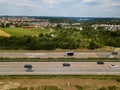 Aerial view of a German Autobahn Royalty Free Stock Photo