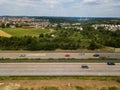 Aerial view of a German Autobahn Royalty Free Stock Photo