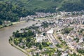 Aerial view of German city Traben Trarbach