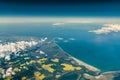 Aerial view of german peninsula Fischland-Darss-Zingst and island Hiddensee