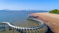 Aerial view on the giant ocean snake in Saint Brevin Les Pins