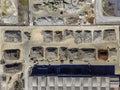 Aerial view of a giant quarry and construction site at Ecometais, a Treatment and recycling plant in Aldeia de Paio Pires