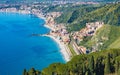 Aerial view of Giardini Naxos, comune in Messina on Sicily Island, Italy