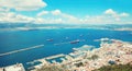 Aerial view of Gibraltar, United Kingdom, city and sea port Royalty Free Stock Photo