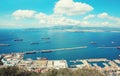 Aerial view of Gibraltar, United Kingdom, city and sea port Royalty Free Stock Photo