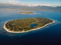 Aerial view with Gili island and ocean. Gili Meno, Gili Air and Lombok Royalty Free Stock Photo