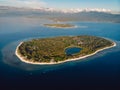 Aerial view with Gili islands and ocean, drone shot. Royalty Free Stock Photo