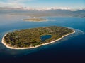 Aerial view with Gili islands and ocean. Gili Meno, Gili Air and Lombok island Royalty Free Stock Photo