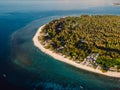 Aerial view with Gili Meno island and ocean