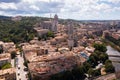 Aerial view of Girona with Cathedral and Collegiate Church on Onyar river Royalty Free Stock Photo