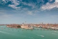Aerial view of Giudecca channel and Canal Grande with boat deck