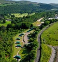 Aerial view of Glamping pods at Glenarm Castle and Walled Gardens Co Antrim Northern Ireland Royalty Free Stock Photo