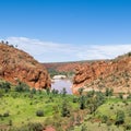 Aerial view of Glen Helen Gorge, Australia Royalty Free Stock Photo