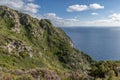 Aerial view of a glimpse of the island of Gorgona, Italy, on a sunny day