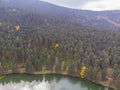 Aerial view of Golcuk Lake in Bolu, Turkey. Royalty Free Stock Photo