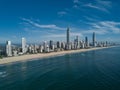 Aerial view of Gold Coast at sunrise, Queensland, Australia