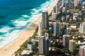 Aerial view of Gold Coast Surfers Paradise beach and city Royalty Free Stock Photo