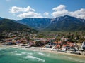 Aerial view of the Golden Beach in Thassos Island , Greece Royalty Free Stock Photo