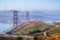 Aerial view of Golden Gate Bridge and the freeway Royalty Free Stock Photo