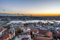 Aerial view of golden horn in the strait of Bosporus under sunset from the gala tower in Istanbul, Turkey, view from the Galata Royalty Free Stock Photo