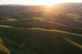 Aerial View of Golden Light on California Hills Royalty Free Stock Photo