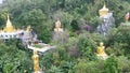 Aerial view of golden rock pagoda of Phra That In Kwaen temple in Phrae, Thailand. Kyaiktiyo Pagoda in Phrae